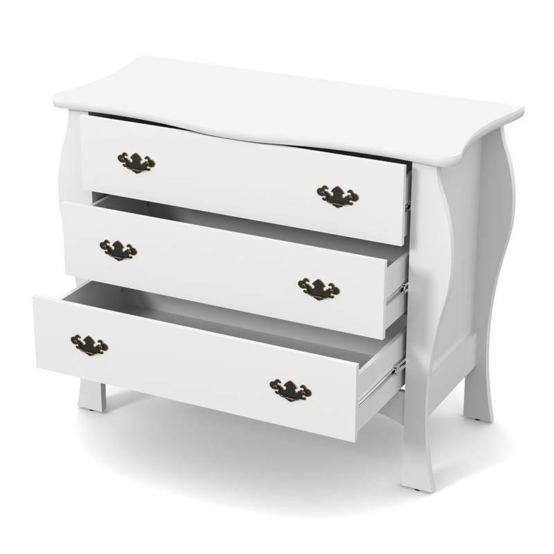 Cômoda Retrô 03 Gavetas 114cm Liz Patrimar Branco