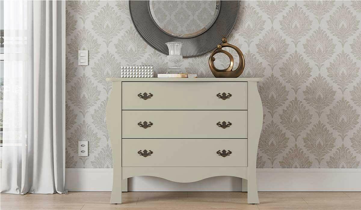 Cômoda Retrô 03 Gavetas Liz Patrimar Off White