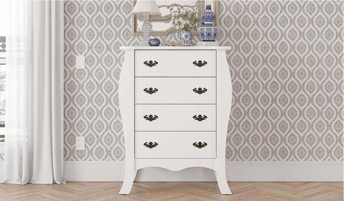 Cômoda Retrô 04 Gavetas Vitória Patrimar Branco