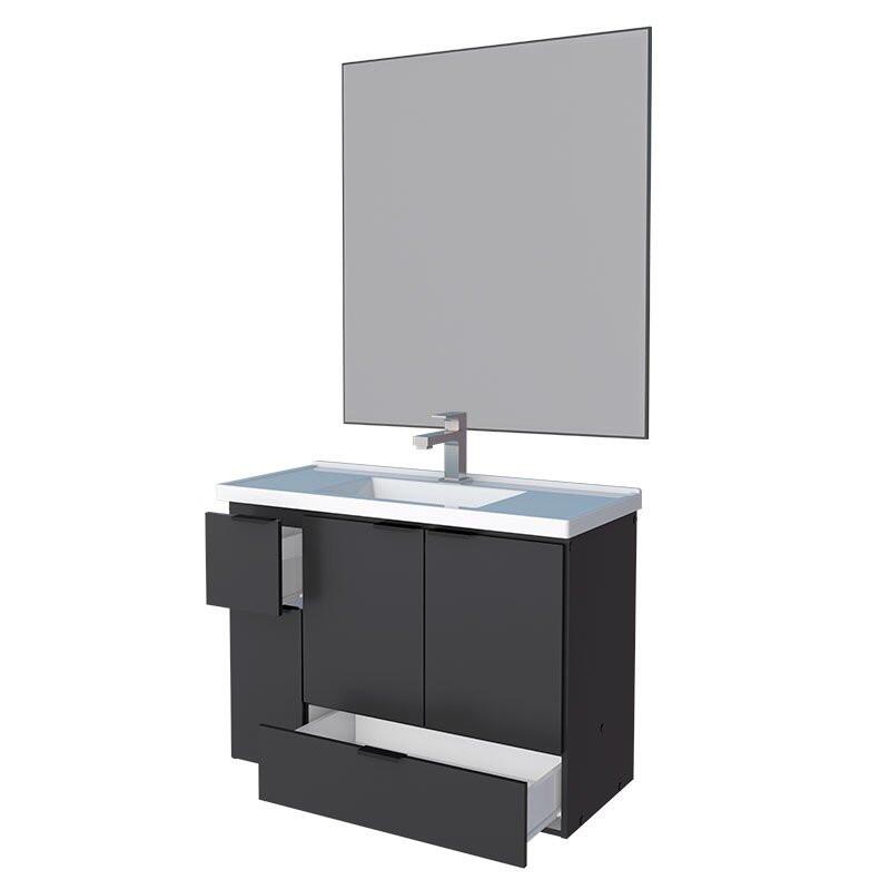 Conjunto Para Banheiro Orquídea 80 Com Espelho Bisotê 800x850 Cozimax Preto