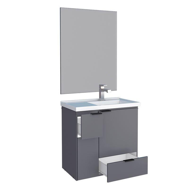 Conjunto Para Banheiro Orquídea 60 Com Espelho Bisotê 600x850 Cozimax Cinza