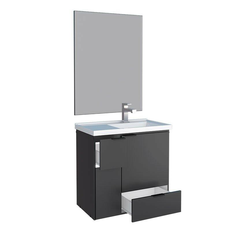 Conjunto Para Banheiro Orquídea 60 Com Espelho Bisotê 600x850 Cozimax Preto