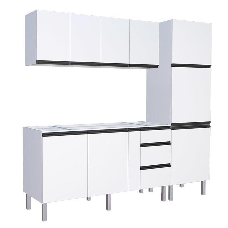 Cozinha Completa 220cm Gabinete Para Pia Com Armário Aéreo e Paneleiro Gaia Cozimax Branco