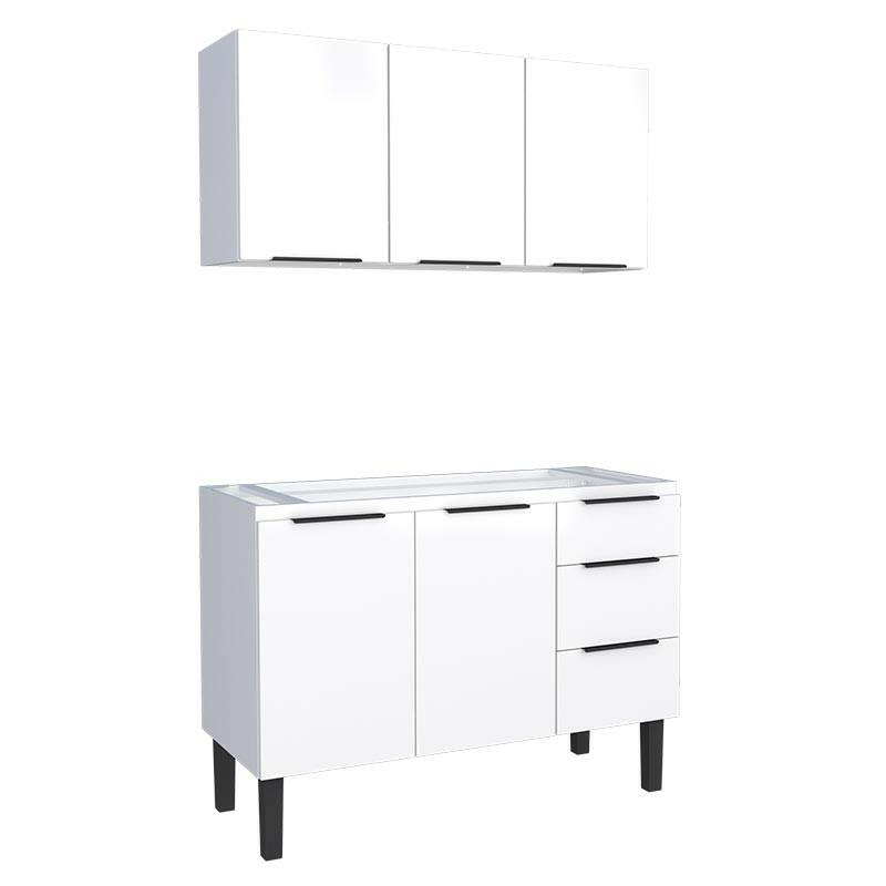Cozinha Completa Gabinete Para Pia 120cm e Armário Aéreo Júpiter Cozimax Branco