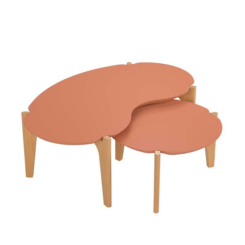 Conjunto de Mesa de Centro Florida 105cm e 55cm Lukaliam Luanda/Freijo