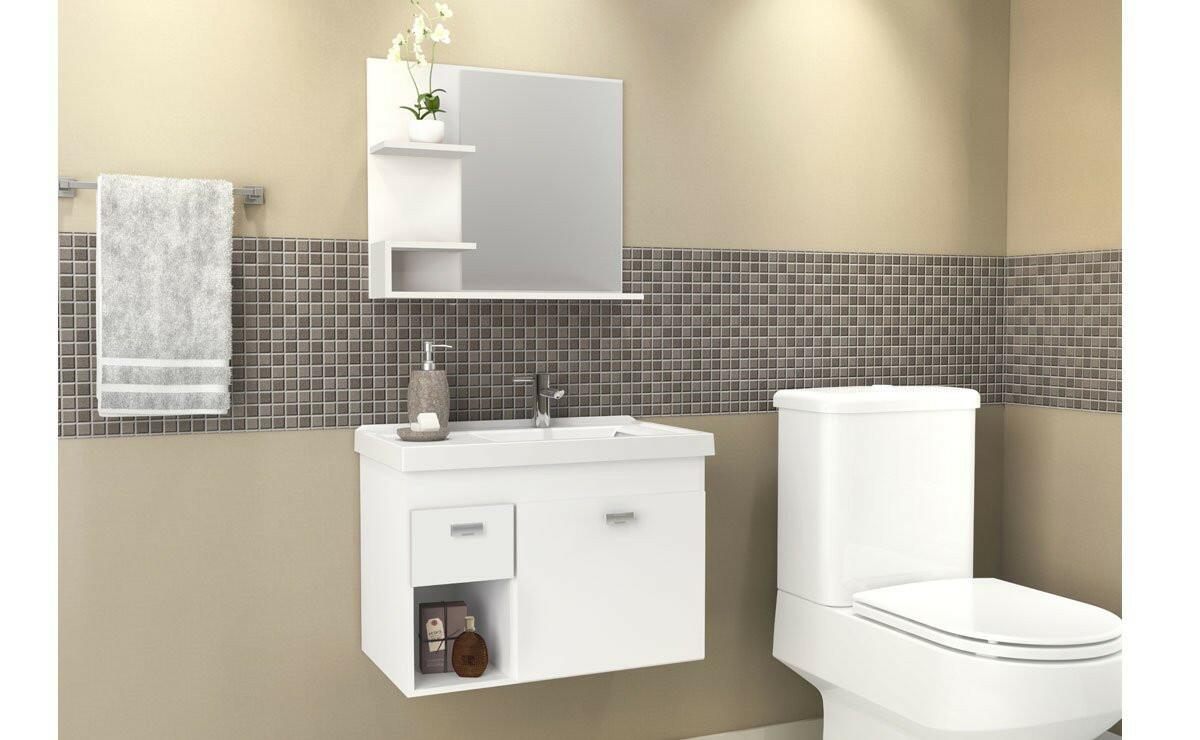 Gabinete Para Banheiro Madeira Camélia 60 Cozimax Branco