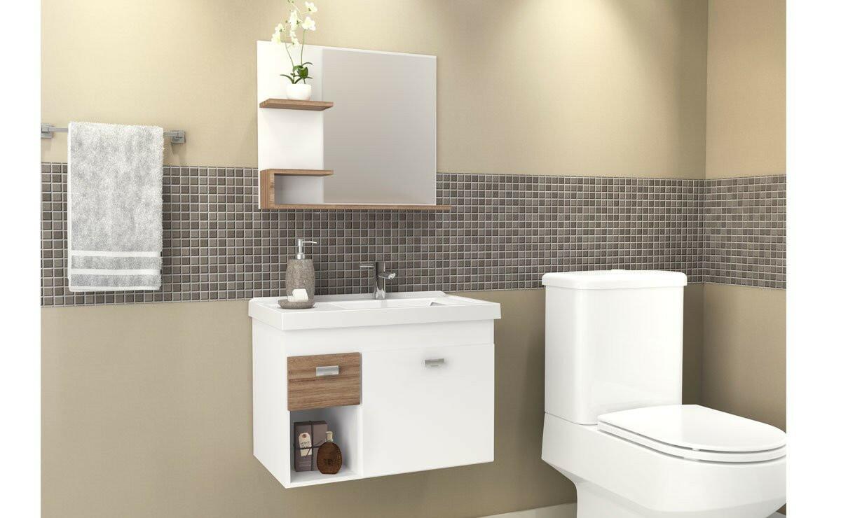 Gabinete Para Banheiro Madeira Camélia 60 Cozimax Branco/Tamarindo