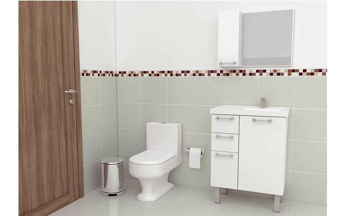 Gabinete Para Banheiro Aço Cereja 60 Cozimax Branco