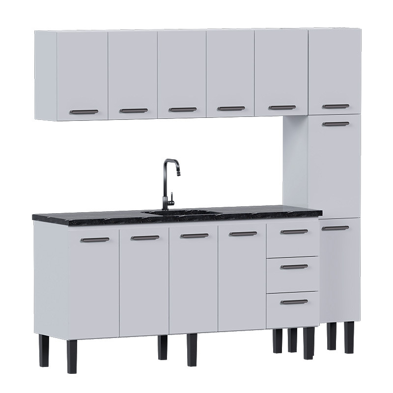 Cozinha Completa de Aço Gabinete Para Pia 180cm com Aéreo e Paneleiro Novo Vênus Cozimax Branco