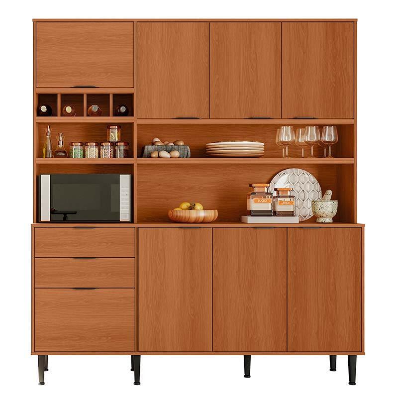 Cozinha Completa 180x200cm Com Adega 7 Portas 2 Gavetas Viena Lukaliam Jequitiba
