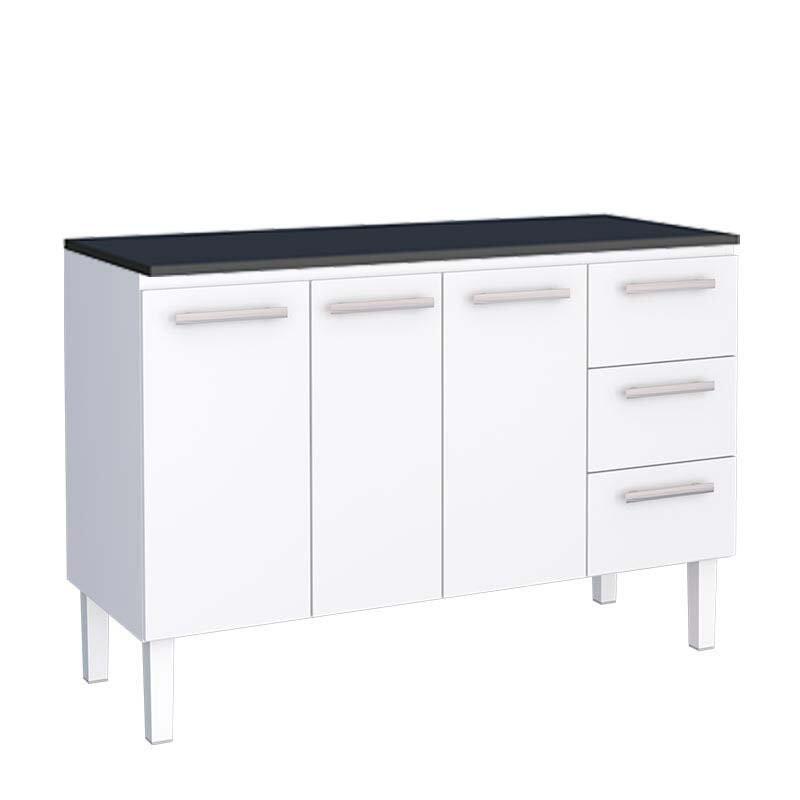 Balcão Cozinha Aço 140 Vênus 3 Gavetas Com Tampo Cozimax Branco