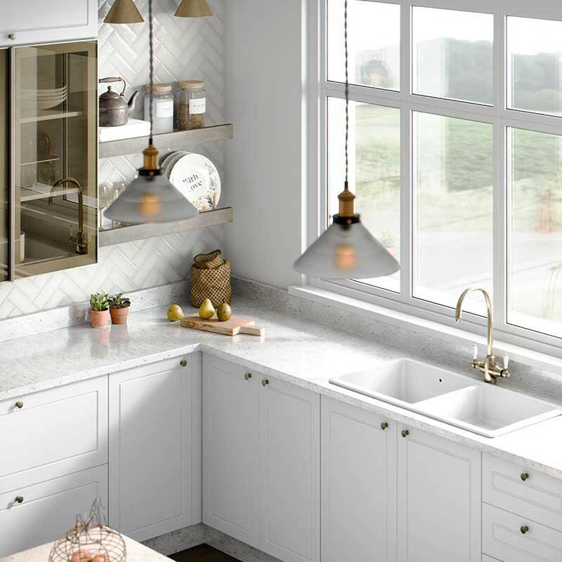 Módulo Balcao 40cm 3 Gavetas 100% MDF Cozinha Modulada Provence Robel Fendi/Branco Matte