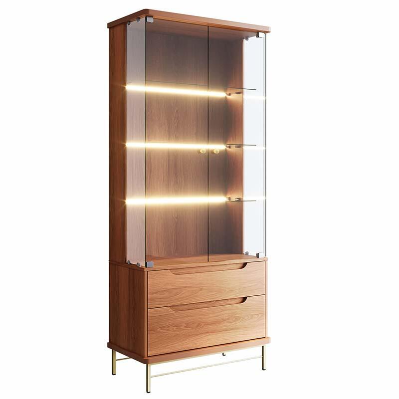Cristaleira Com LED Vidro 182x76cm Adhalia Lukaliam Jequitiba