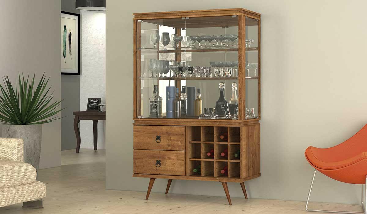 Cristaleira com Adega Canela Ametista Mirarack