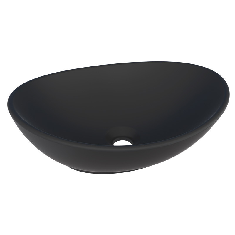 Cuba Para Banheiro Louça Oval 41x32x14cm Bali Cozimax Preto