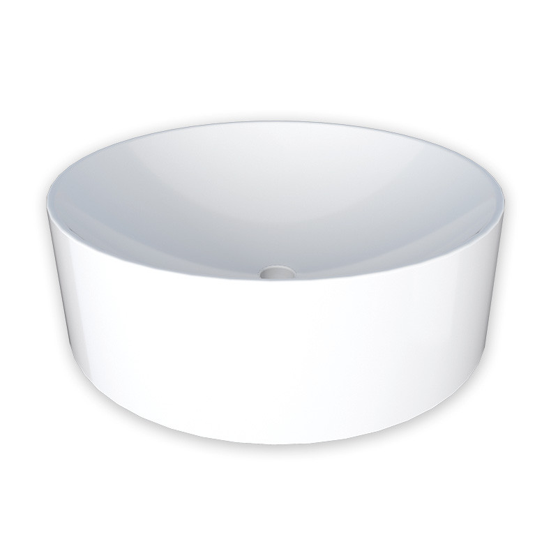 Cuba Para Banheiro Redonda 35x35X13cm Mármore Sintético Domo Cozimax Branco