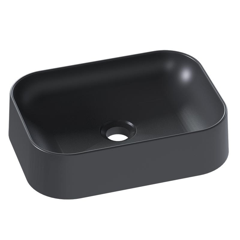 Cuba Para Banheiro 39x29x10cm Mármore Sintético Luna Cozimax Preto Fosco