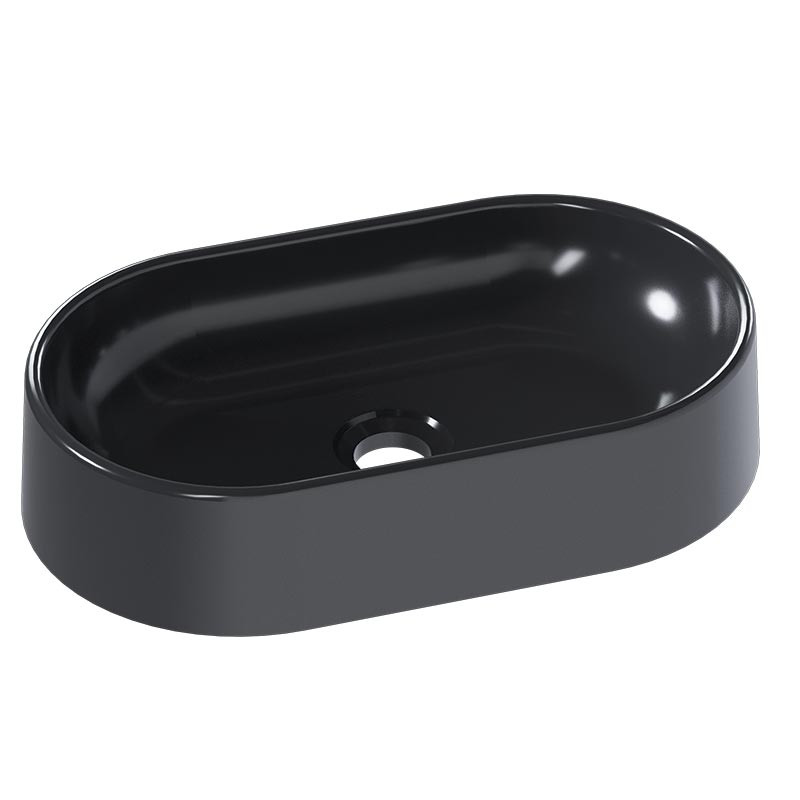 Cuba Para Banheiro Oval 43x25x8cm Mármore Sintético Nimbus Cozimax Preto