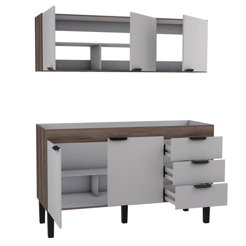 Cozinha Completa Gabinete e Armário Aéreo Flamingo 120 Cozimax Branco/Tamarindo