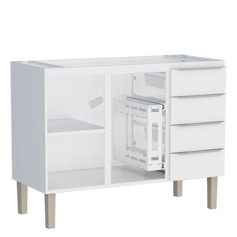 Gabinete de Aço Para Pia 120cm 2 Portas 4 Gavetas Flora Cozimax Branco