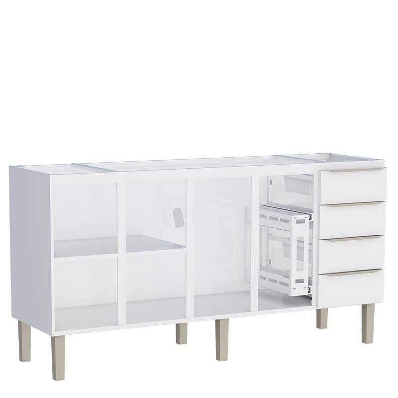 Gabinete de Aço Para Pia 180cm 4 Portas 4 Gavetas Flora Cozimax Branco