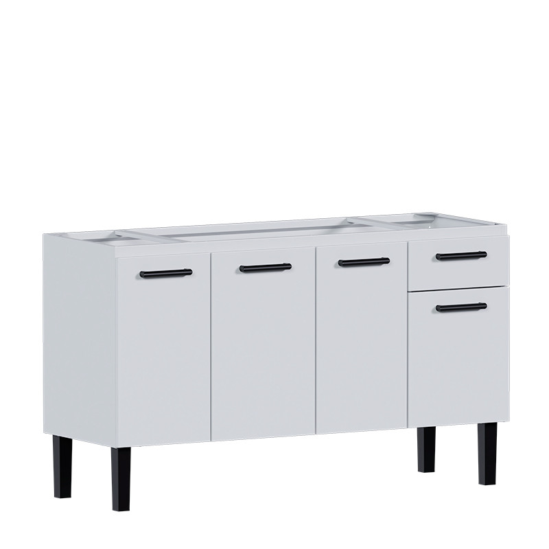 Gabinete de Aço Para Pia de 150cm 4 Portas 1 Gaveta 144x85x50cm Atena Cozimax Branco