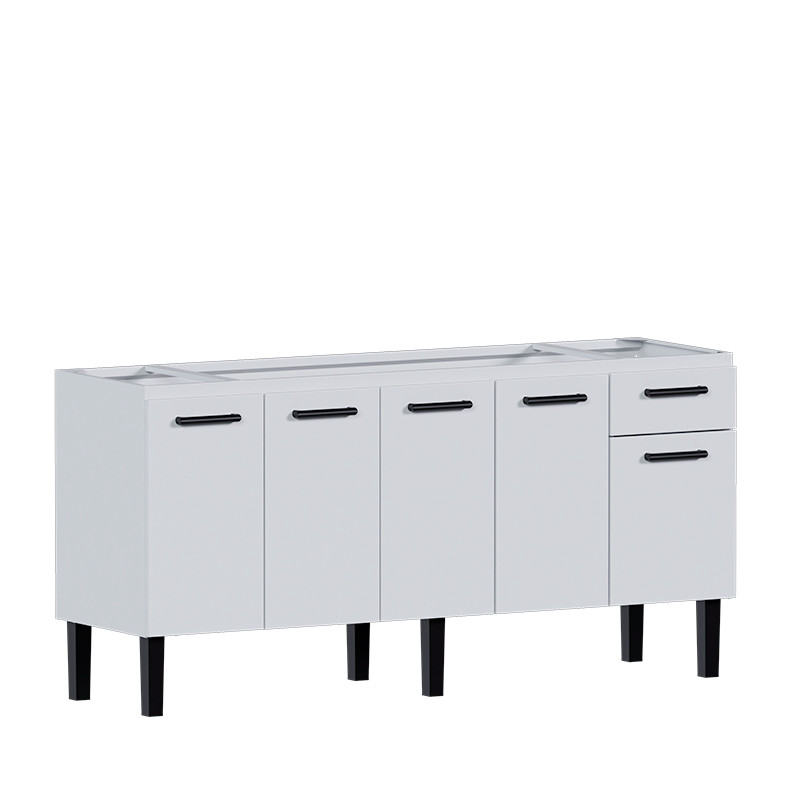 Gabinete de Aço Para Pia de 180cm 5 Portas 1 Gaveta 174x85x50cm Atena Cozimax Branco
