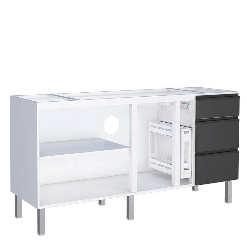 Gabinete de Aço Para Pia 180cm 3 Gavetas Cozinha Gaia Cozimax Preto Gabinete de Aço Para Pia 180cm 3 Gavetas Cozinha Gaia Cozimax Preto