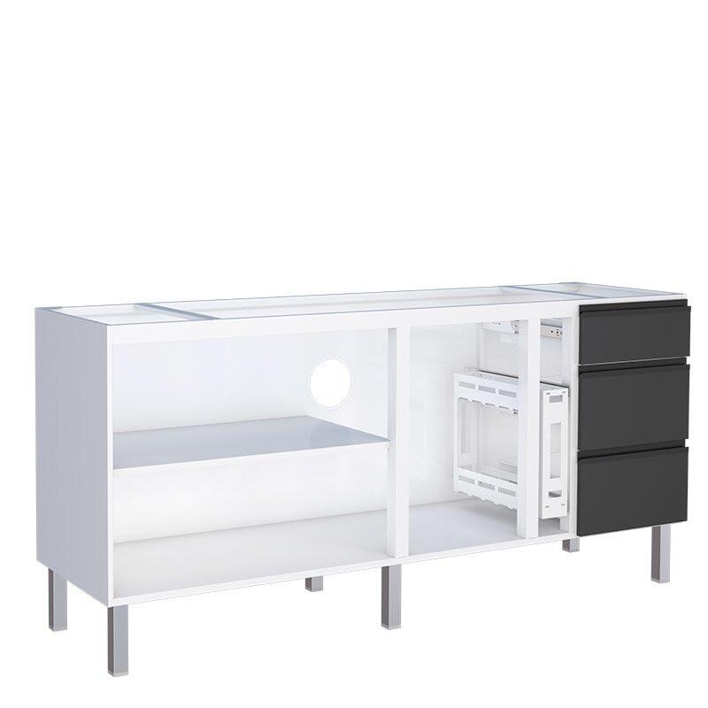 Gabinete de Aço Para Pia 200cm 3 Gavetas Cozinha Gaia Cozimax Preto Gabinete de Aço Para Pia 200cm 3 Gavetas Cozinha Gaia Cozimax Preto