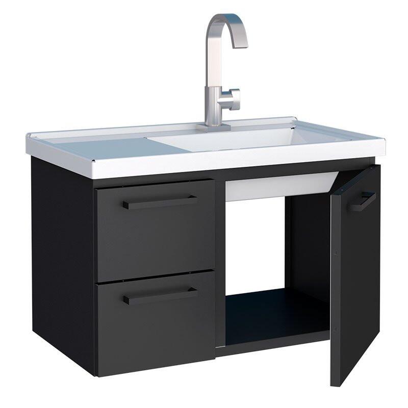 Gabinete Para Banheiro Aço Romã 60 Cozimax Preto