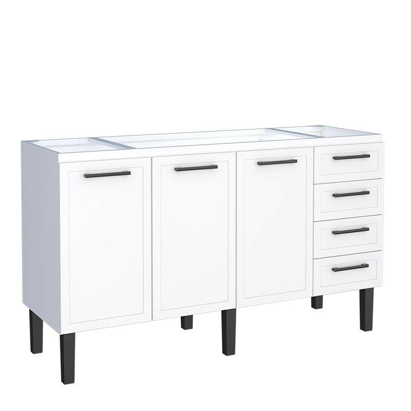 Gabinete de Aço Para Pia 160cm 3 Portas Juno/Apolo 4 Gavetas Cozimax Branco