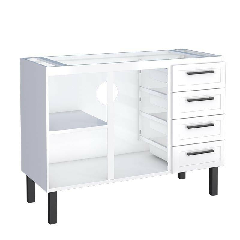 Gabinete de Aço Para Pia 120cm 2 Portas Juno/Apolo 4 Gavetas Cozimax Branco