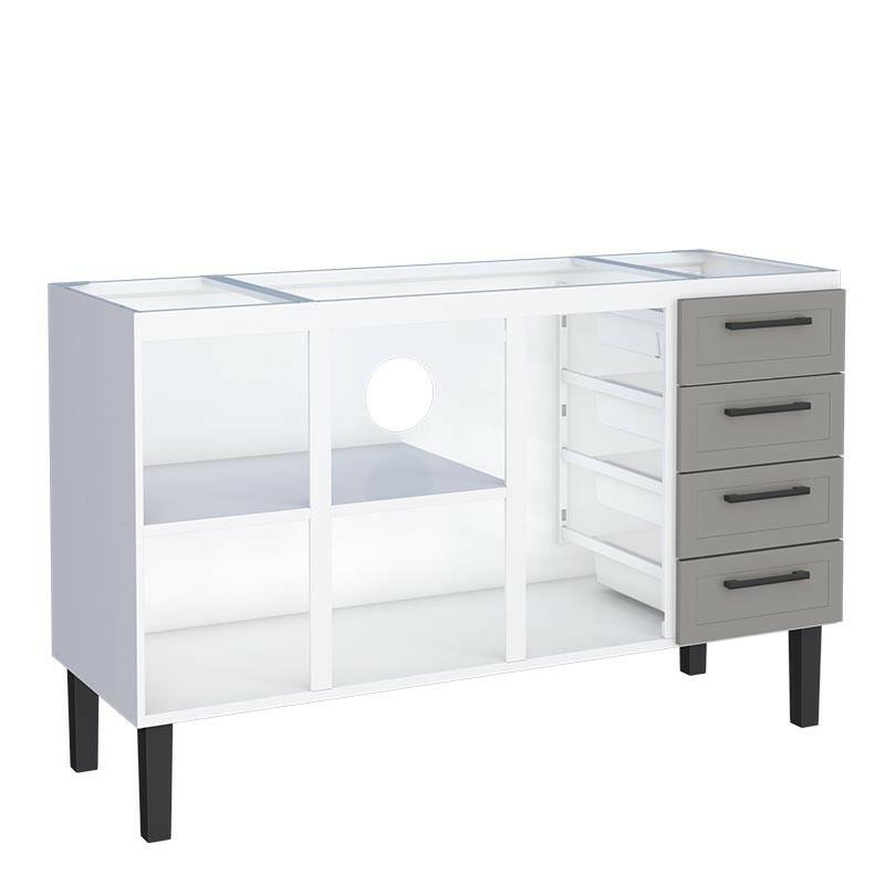 Gabinete de Aço Para Pia 150cm 3 Portas Juno/Apolo 4 Gavetas Cozimax Cinza Argila