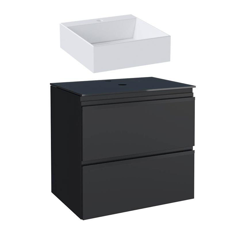 Gabinete Para Banheiro Aço Com Cuba Cubo Branca 60x57x44cm Gaia 60 Cozimax Preto