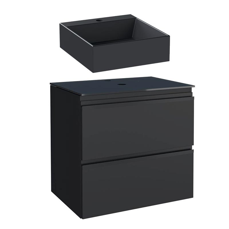 Gabinete Para Banheiro Aço Com Cuba Cubo Preta 60x57x44cm Gaia 60 Cozimax Preto
