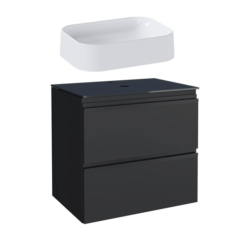 Gabinete Para Banheiro Aço com Cuba Luna Branca 60x57x44cm Gaia 60 Cozimax Preto