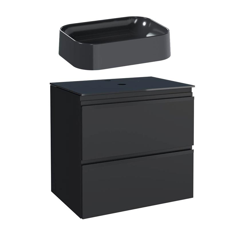 Gabinete Para Banheiro Aço com Cuba Luna Preta 60x57x44cm Gaia 60 Cozimax Preto