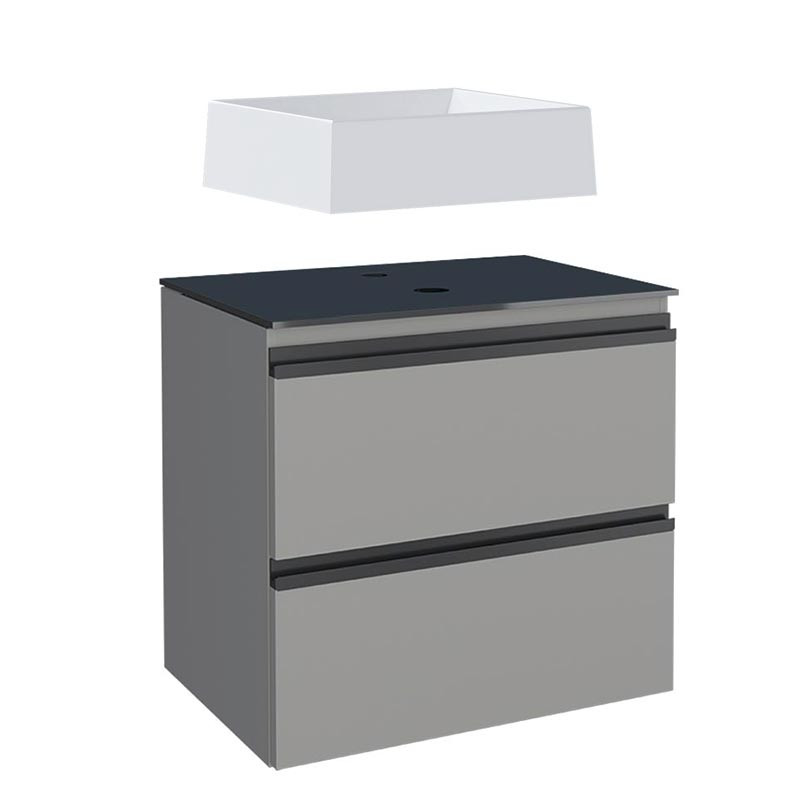 Gabinete Para Banheiro Aço com Cuba Prisma Branca 60x57x44cm Gaia 60 Cozimax Cinza