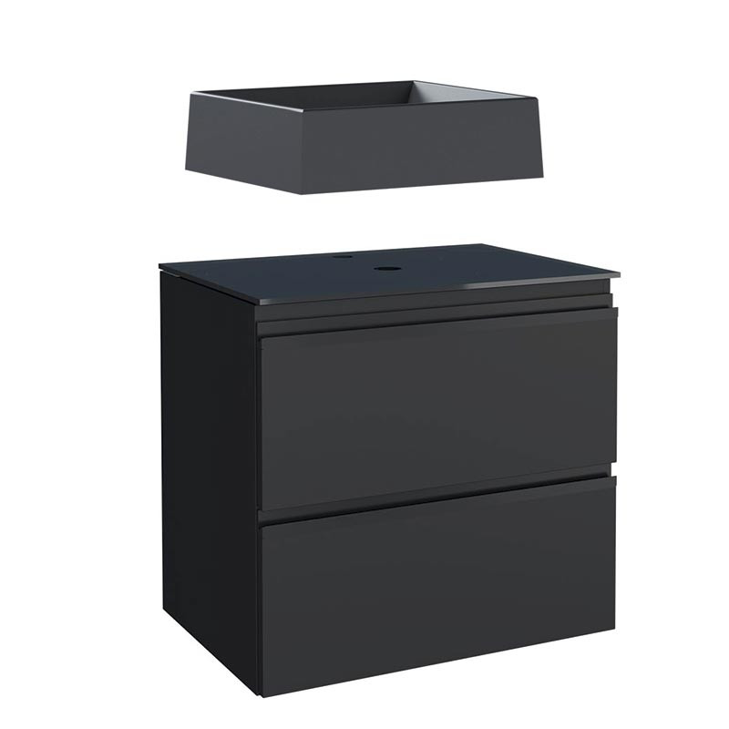 Gabinete Para Banheiro Aço com Cuba Prisma Preta 60x57x44cm Gaia 60 Cozimax Preto