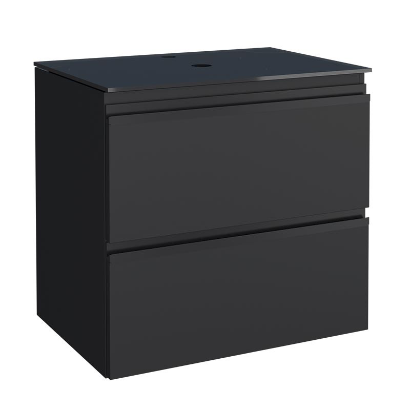 Gabinete Para Banheiro Aço 60x57x44cm Com Tampo Vidro Sem Cuba Gaia 60 Cozimax Preto