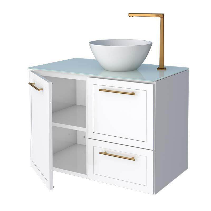 Gabinete Para Banheiro Aço 77cm Jambo 80 Com Cuba Louça Cuia Cozimax Branco