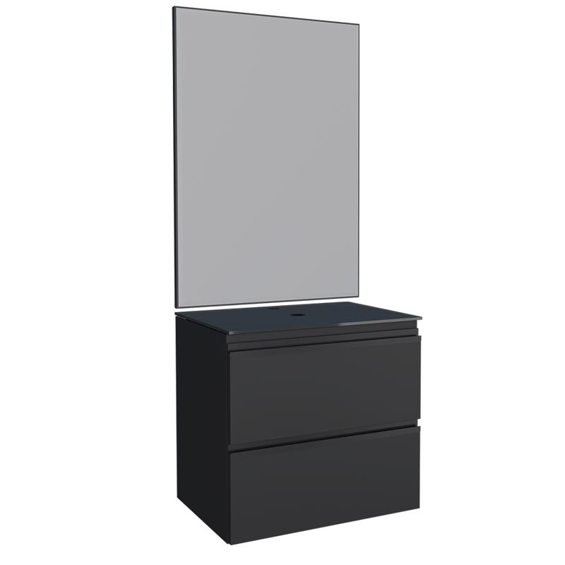 Conjunto Para Banheiro Aço Gabinete Gaia 60 Com Espelho Sem Cuba Cozimax Preto