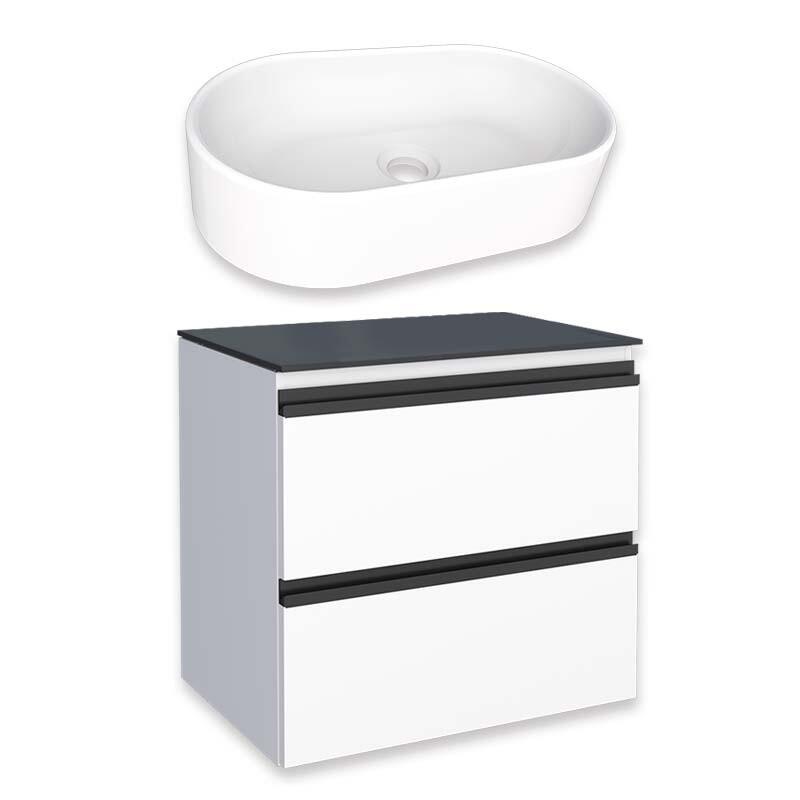 Gabinete Para Banheiro Gaia 60 com Cuba Nimbus Cozimax Branco