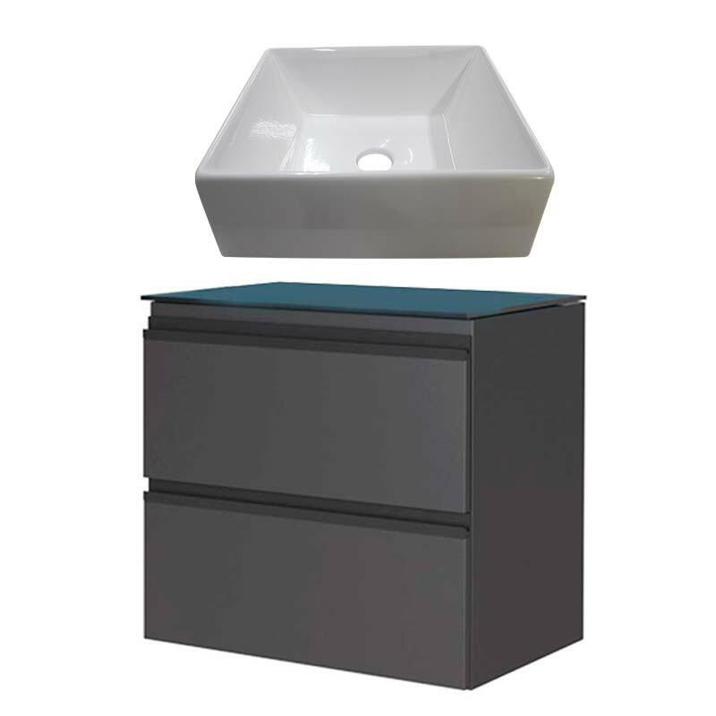 Gabinete Para Banheiro Gaia 60 com Cuba Prisma Cozimax Preto