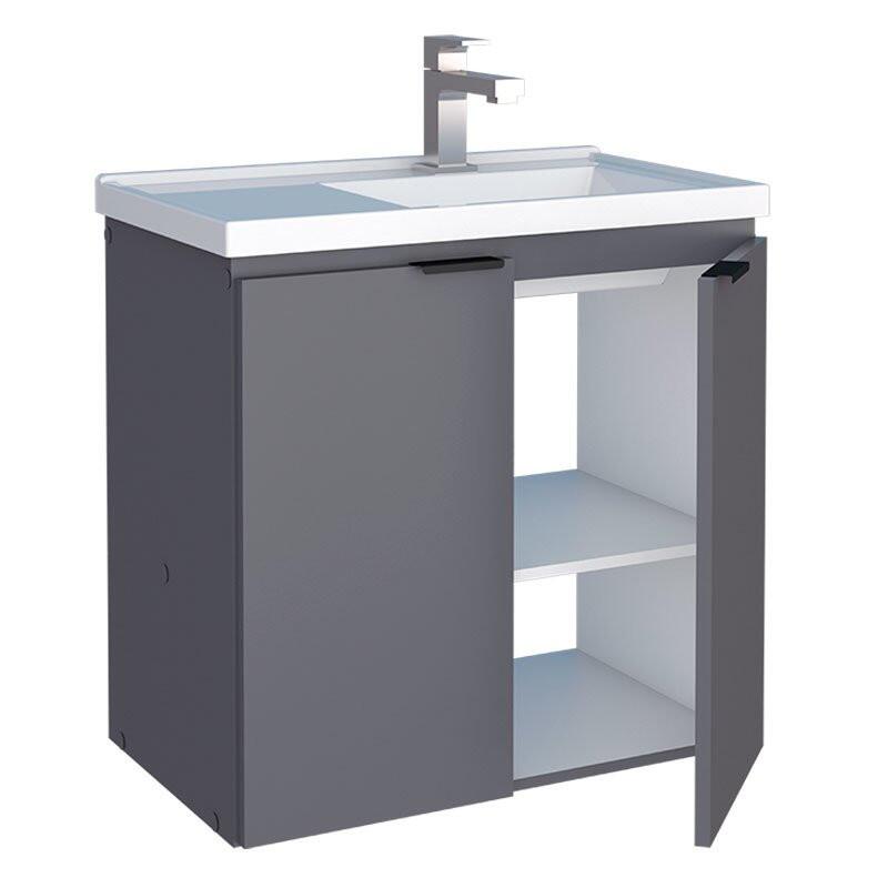 Gabinete Para Banheiro Madeira Aster 60 Com Lavatório Cozimax Cinza