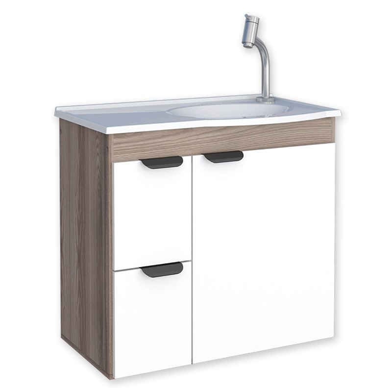 Gabinete Para Banheiro Madeira 60x56x32cm Com Lavatório  Margarida Cozimax Tamarindo/Branco
