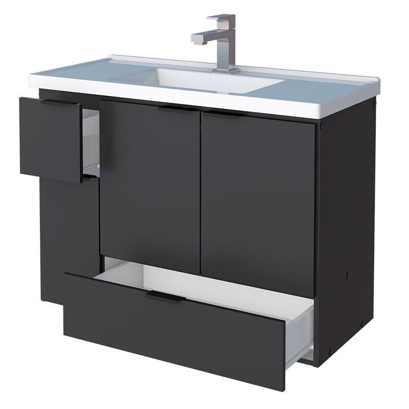 Gabinete Para Banheiro Madeira Orquídea 80 Com Lavatório Cozimax Preto
