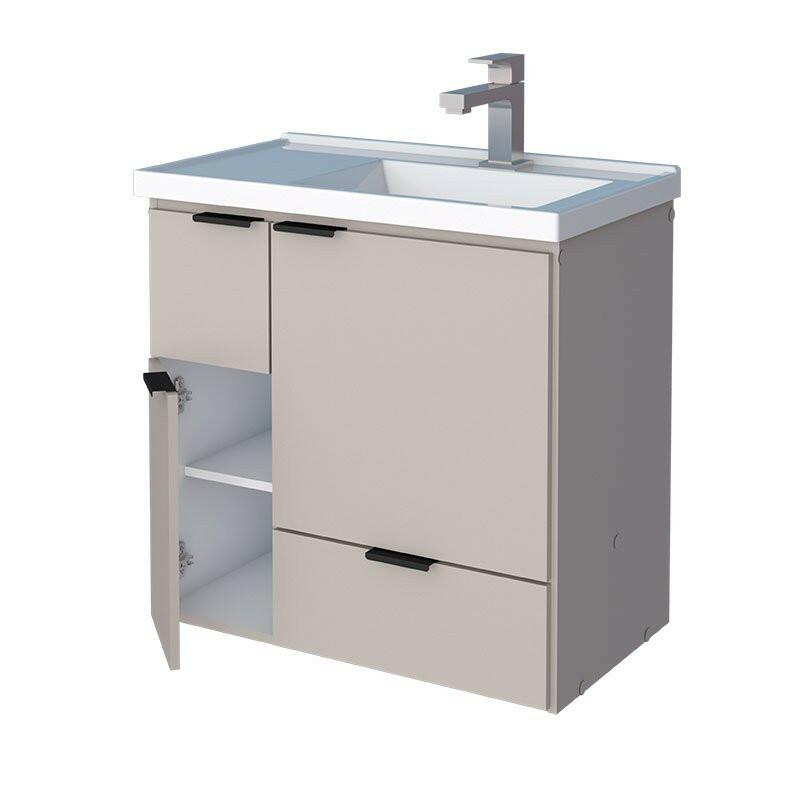 Gabinete Para Banheiro Madeira Orquídea 60 Com Lavatório Cozimax Nude
