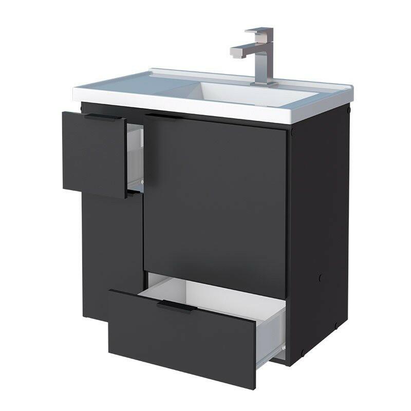 Gabinete Para Banheiro Madeira Orquídea 60 Com Lavatório Cozimax Preto