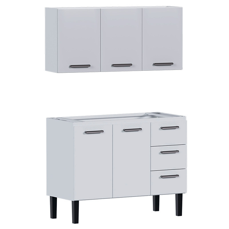 Cozinha de Aço Gabinete Para Pia 120cm com Armário Aéreo Novo Vênus Cozimax Branco